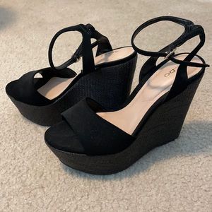 Aldo black wedge heels